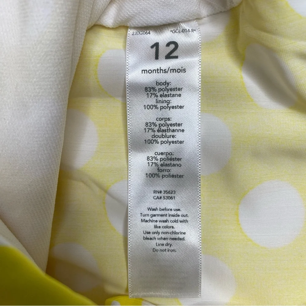 Baby Girl's Carter's Yellow Polka Dot Ruffle 2-Piece Tankini Swimsuit 12 Months